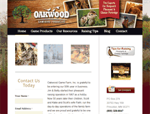 Tablet Screenshot of oakwoodgamefarm.com